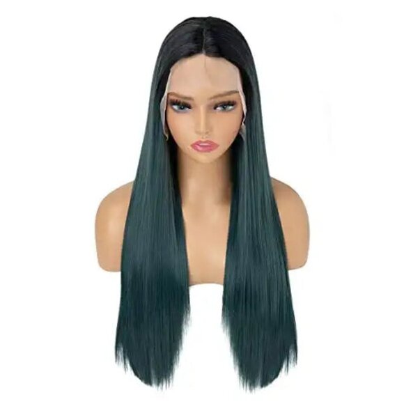 Ombre Green Straight Lace Wig